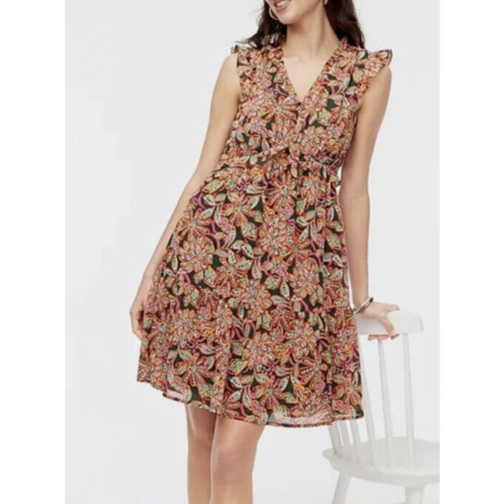 J Crew Babydoll Dress Size 6 Pink Floral Flutter Sleeve Cottage Core Romantic